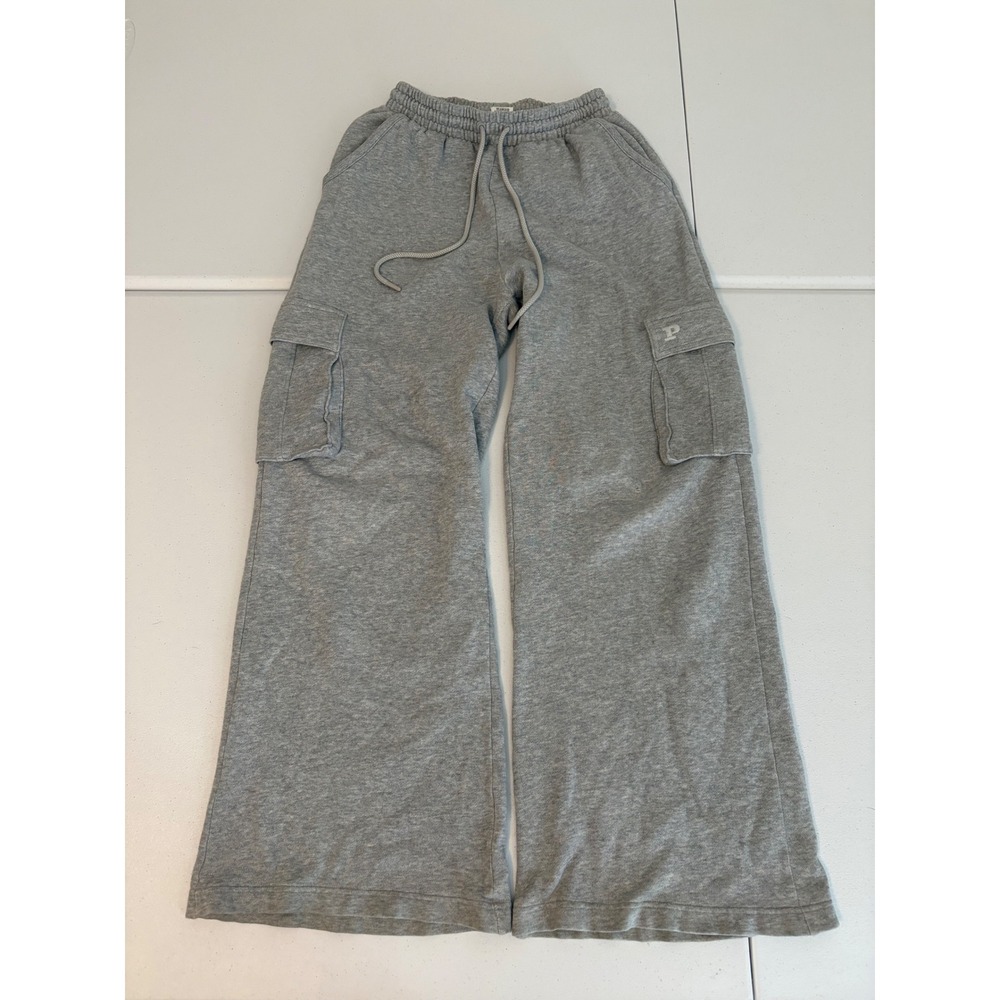 Victoria's Secret PINK Gray Wide Leg Cargo Sweatpants XS Y2K Baggy Lounge e5